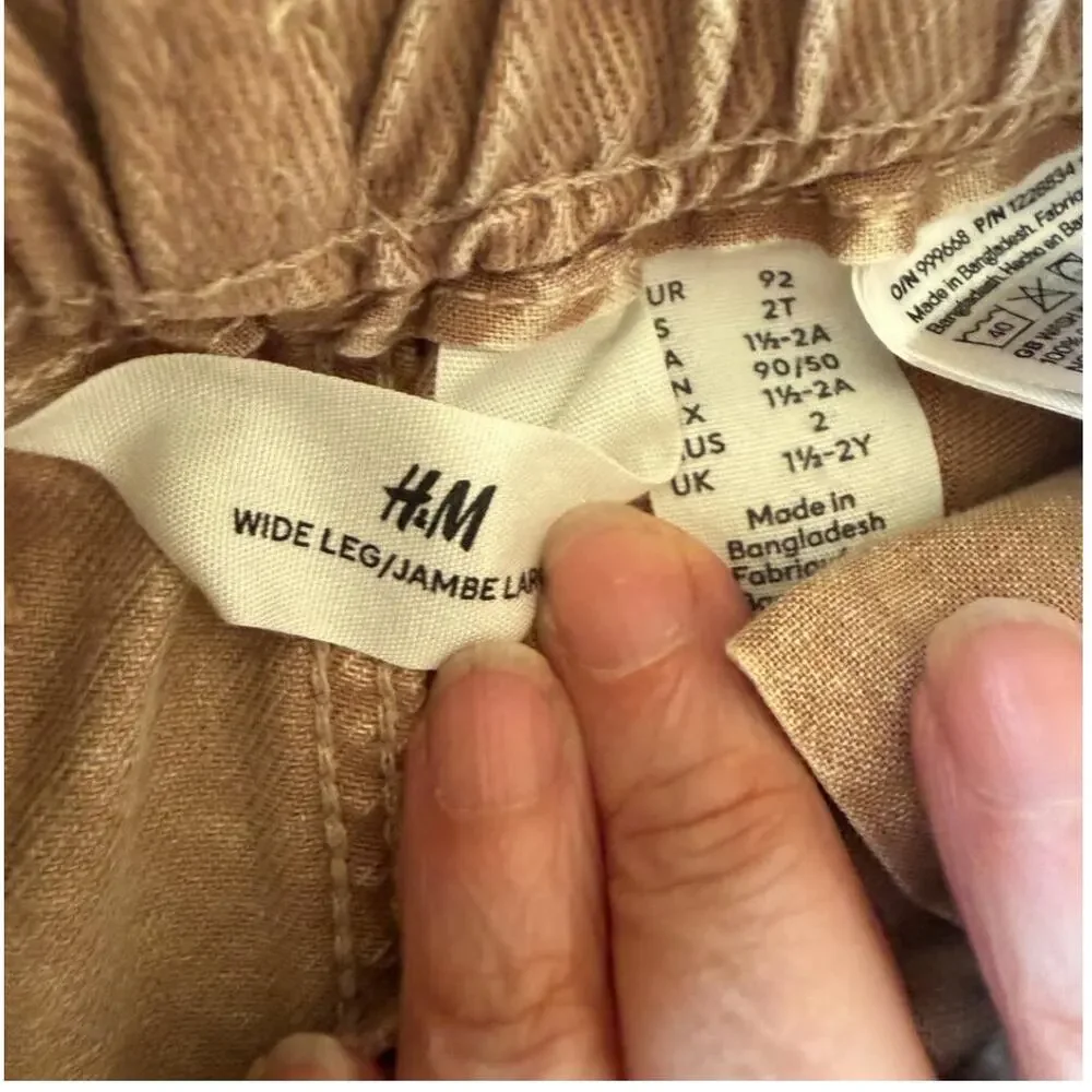 H&M Toddler Taupe Cotton Pants Elastic Waist 2T